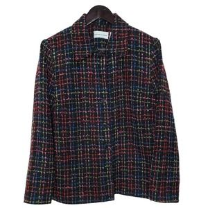 Vintage Alfred Dunner Women's Size 12 Bright Multicolor Tweed Print Blazer